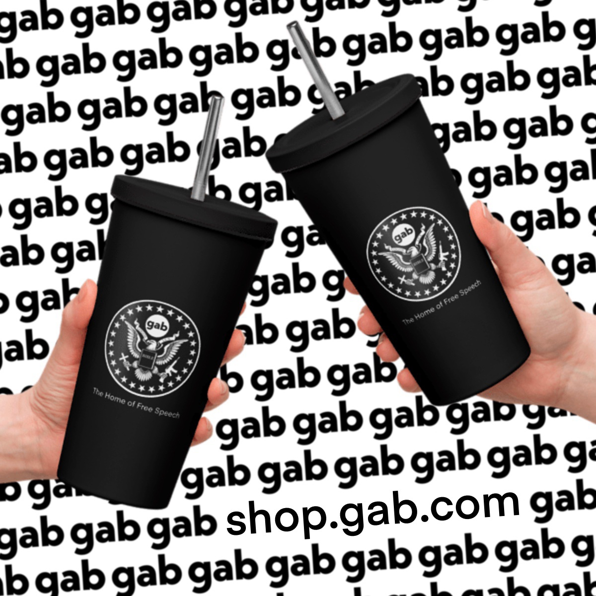 Gab Emblem Insulated Tumbler With Straw