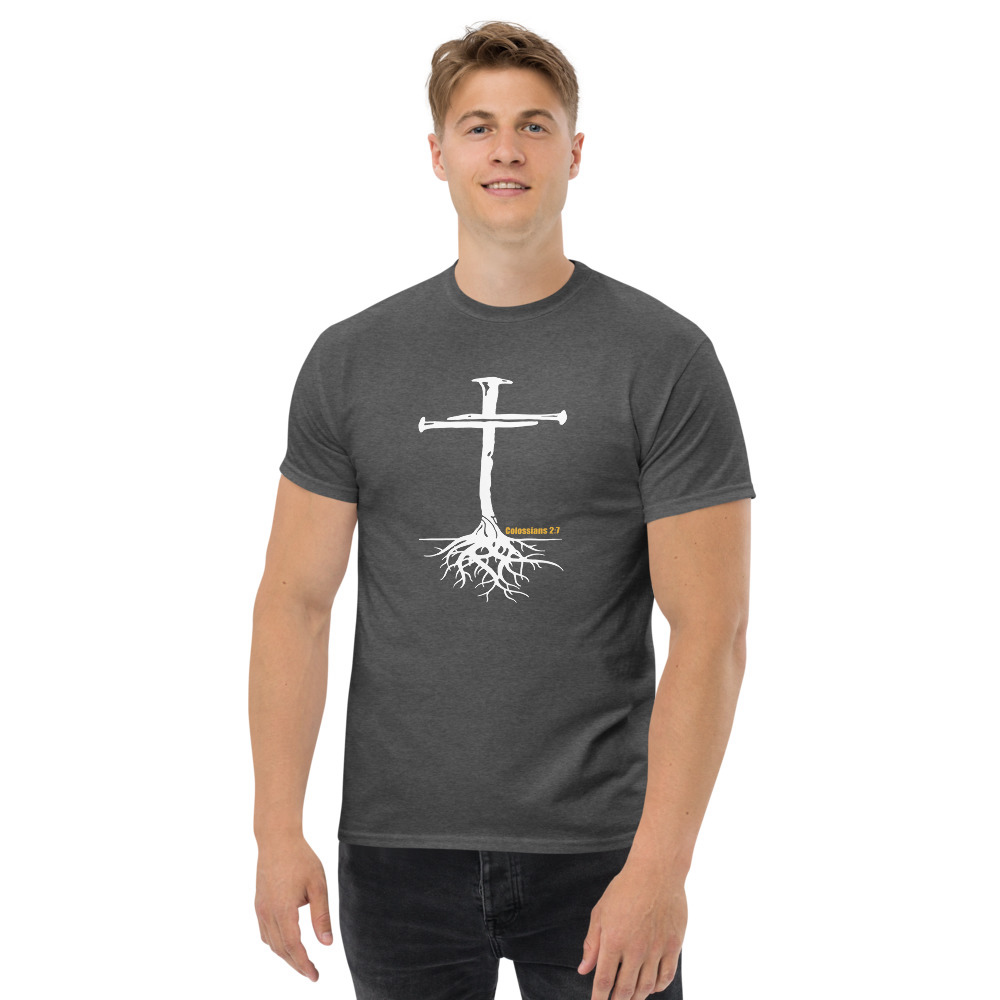 Colossians 2:7 Men's T-Shirt  - Dark Heather / S