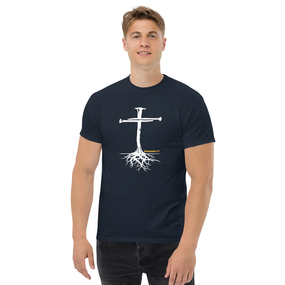 Colossians 2:7 Men's T-Shirt  - Navy / S