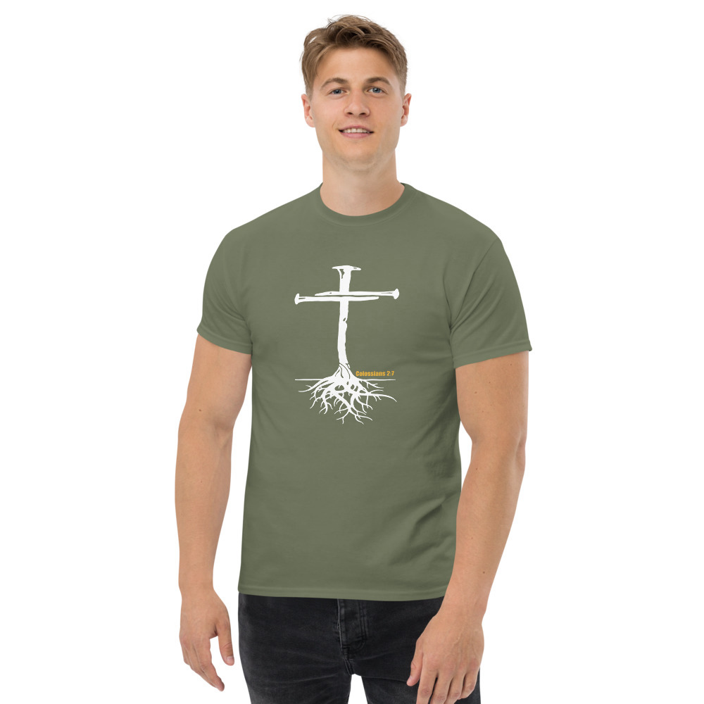 Colossians 2:7 Men's T-Shirt  - Military Green / L