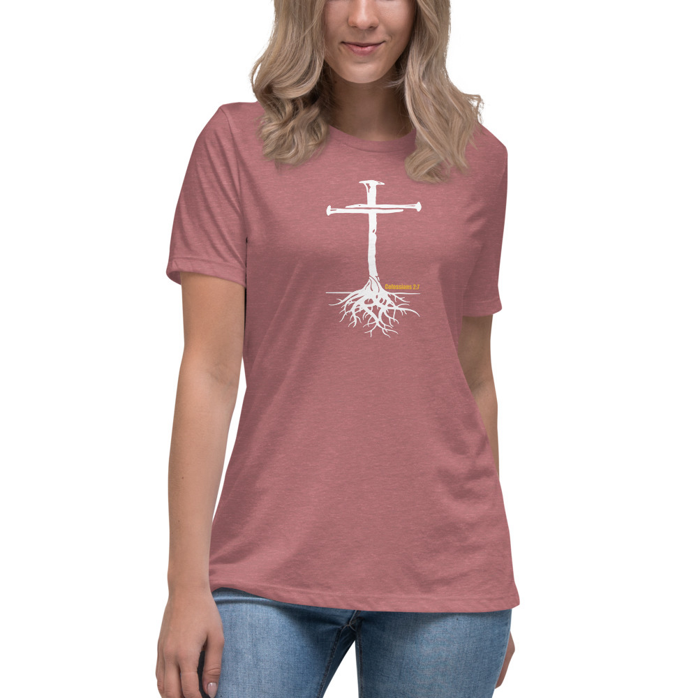 Colossians 2:7 Women's Relaxed T-Shirt - Heather Mauve / M