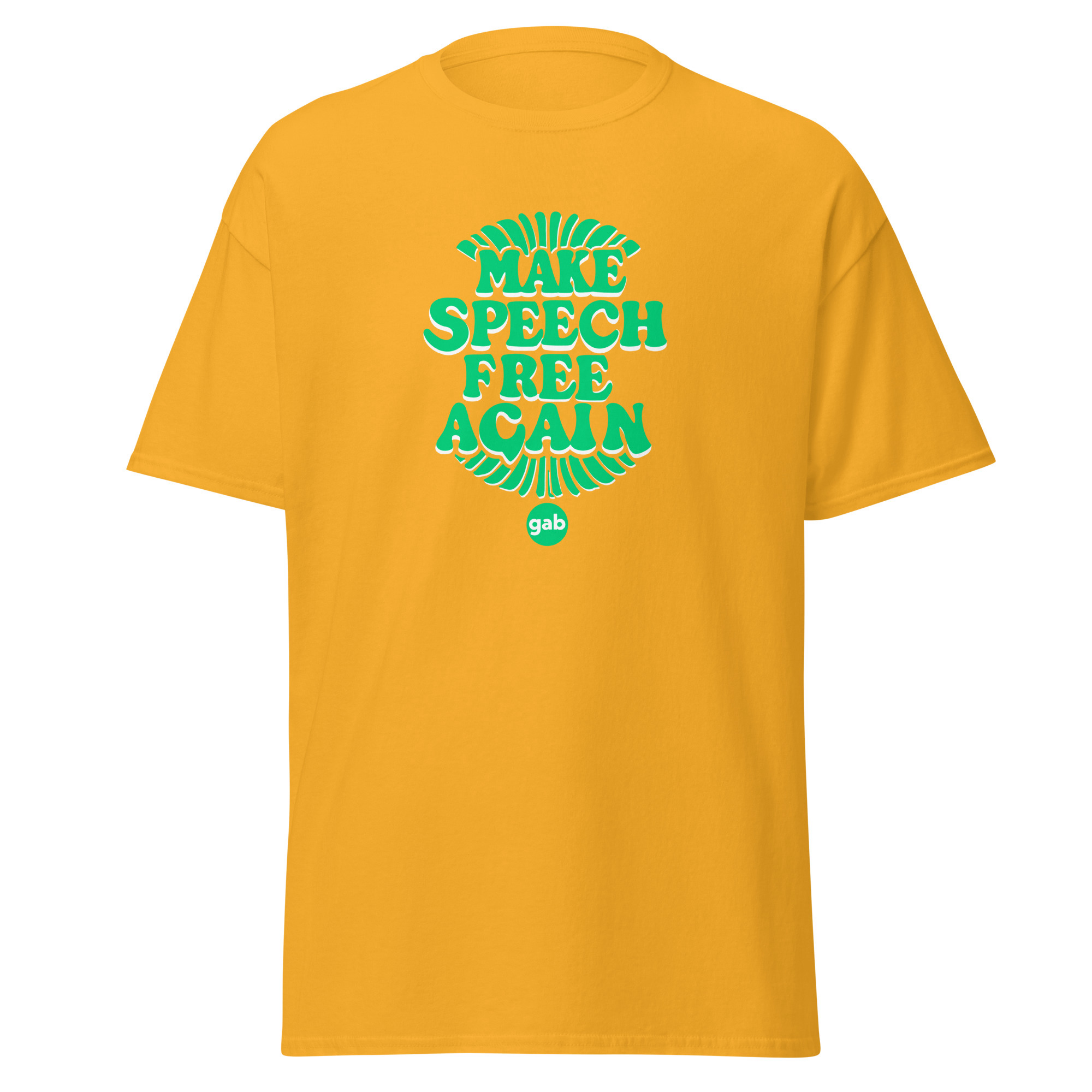 Gab Green Make Speech Free Again T-Shirt - Gold / L