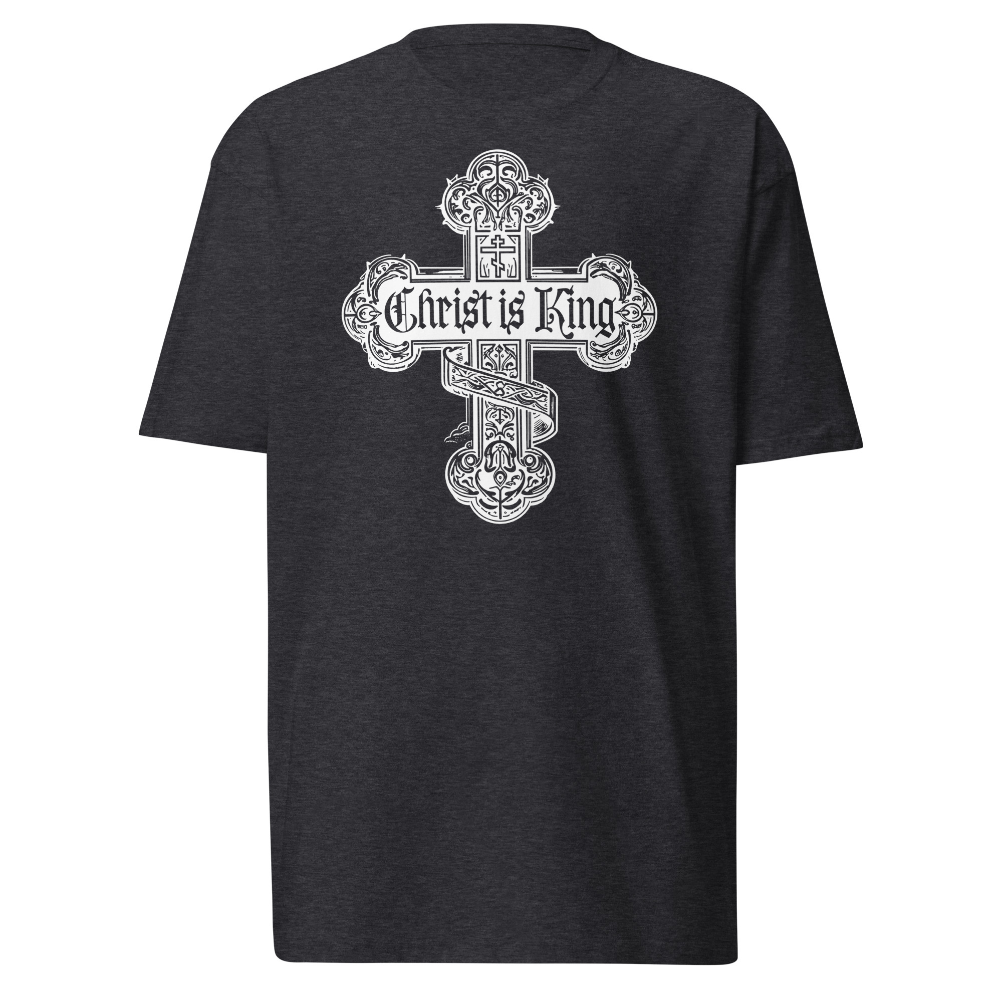 Christ is King Cross T-Shirt - Charcoal Heather / S