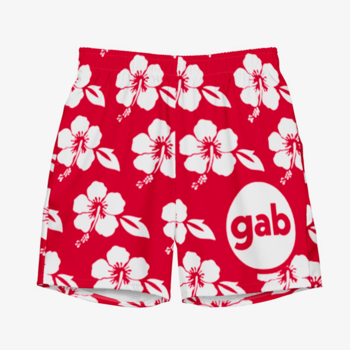 Gab Red Flower Swim Trunks - L