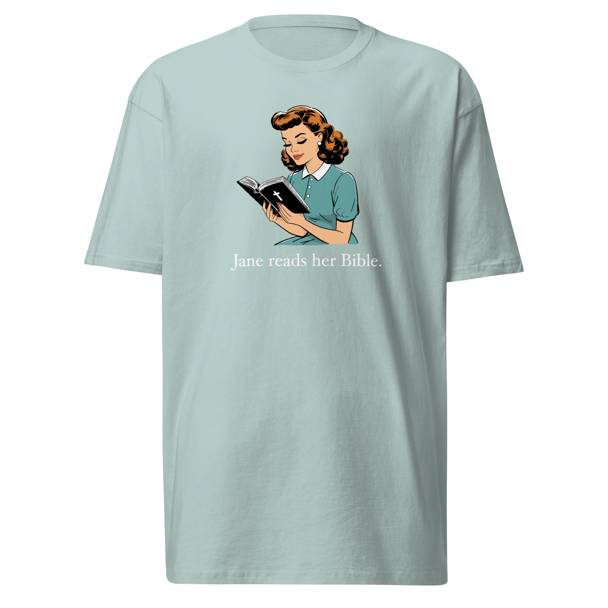 Jane Reads Her Bible T-Shirt - Agave / M