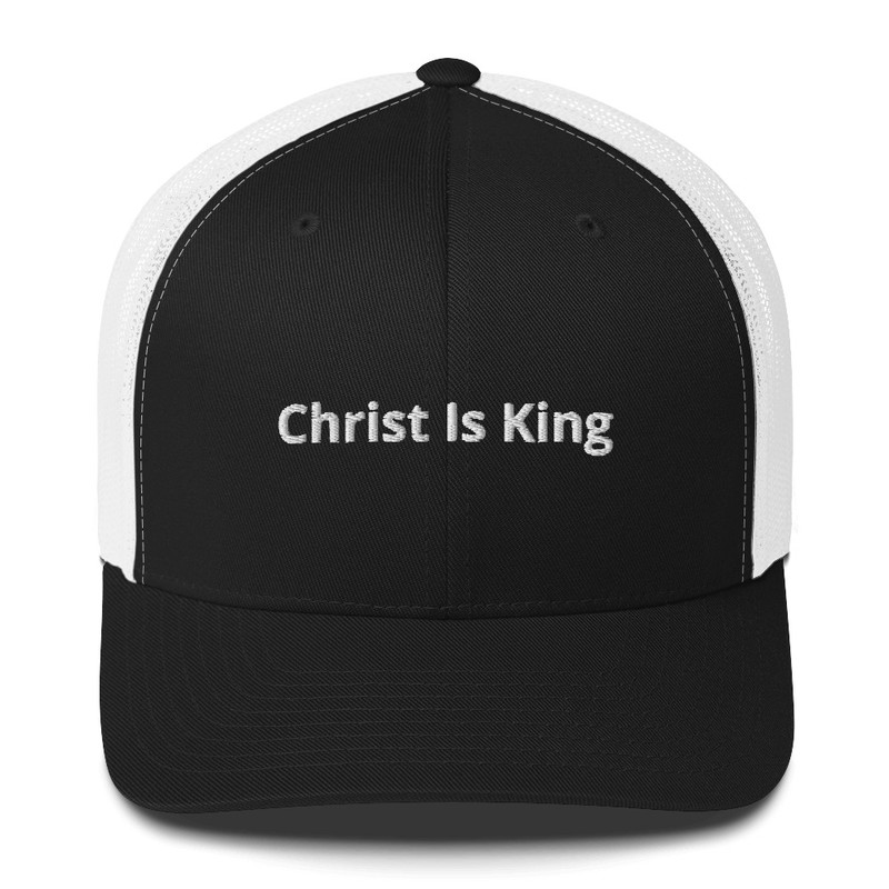 Christ Is King Mesh Trucker Hat - Black/ White