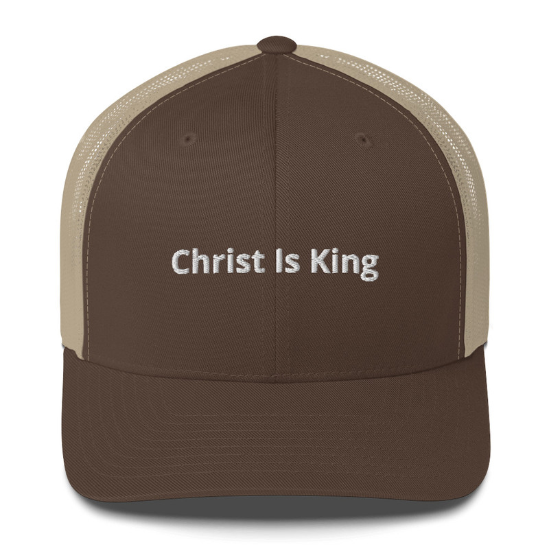 Christ Is King Mesh Trucker Hat - Brown/ Khaki
