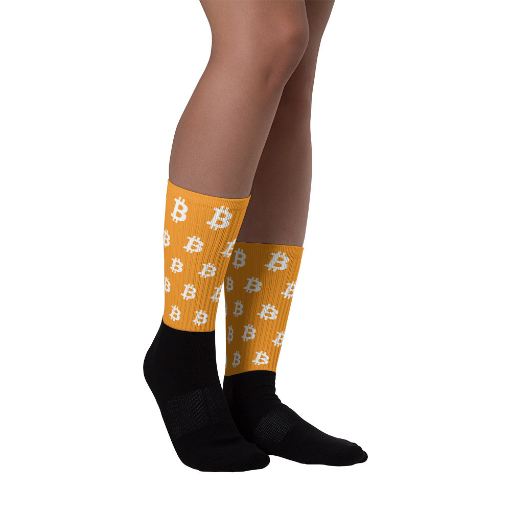 Orange Bitcoin High Socks - L