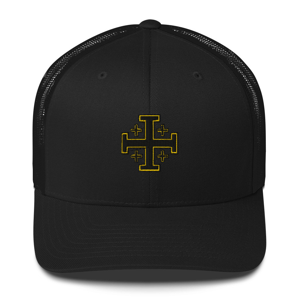 Jerusalem Cross Trucker Cap - Black
