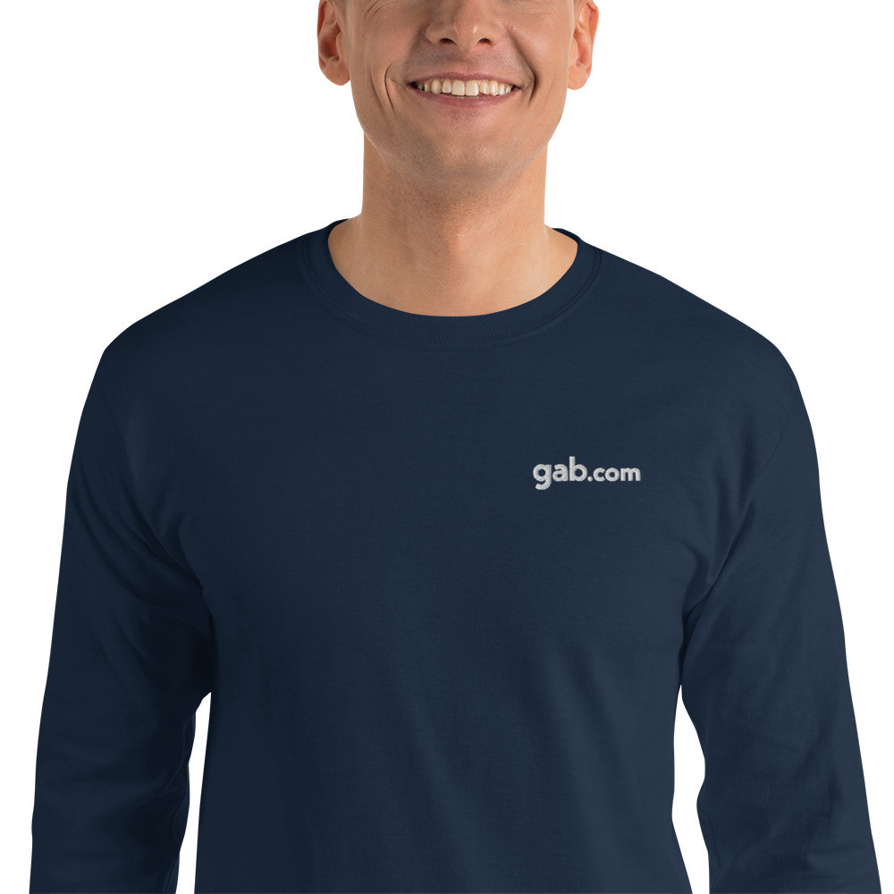 Gab.com Embroidered Men’s Long Sleeve Shirt - Navy / M