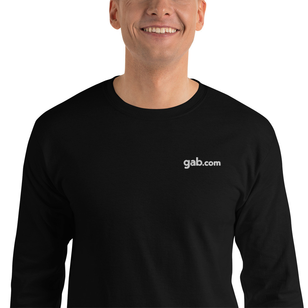 Gab.com Embroidered Men’s Long Sleeve Shirt - Black / M