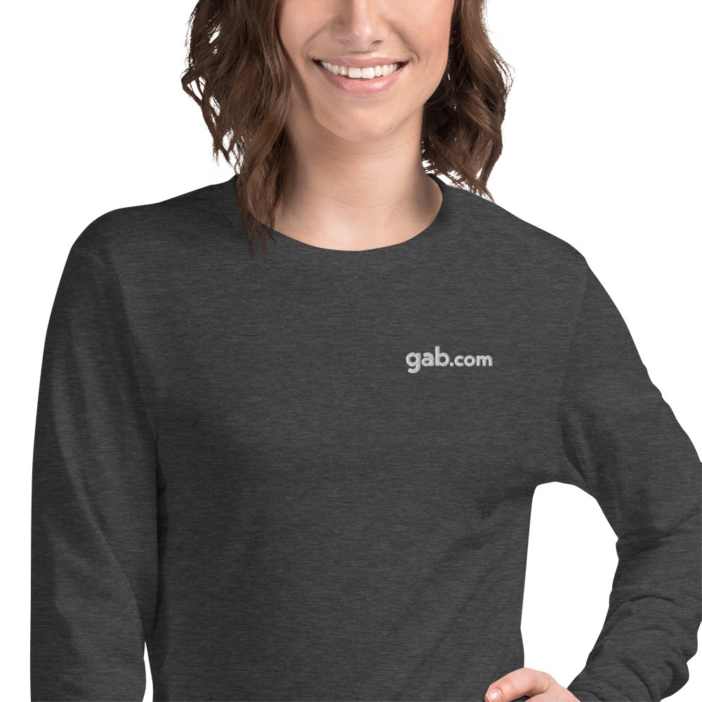 Gab.com Embroidered Women's Long Sleeve Shirt - Dark Grey Heather / S