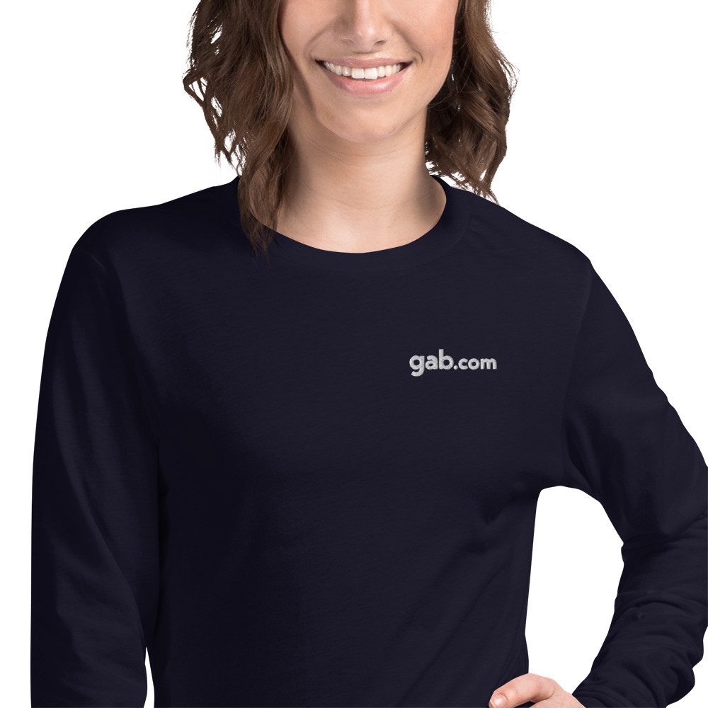 Gab.com Embroidered Women's Long Sleeve Shirt - Navy / XL
