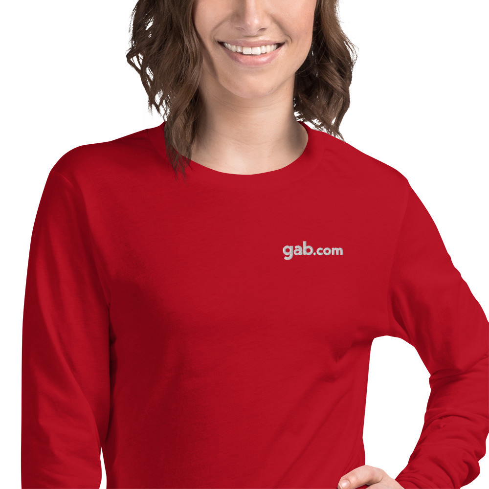 Gab.com Embroidered Women's Long Sleeve Shirt - Red / L