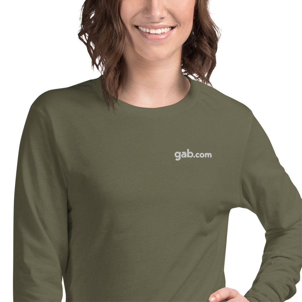 Gab.com Embroidered Women's Long Sleeve Shirt - Military Green / S