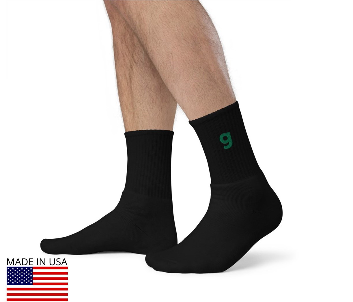 G Embroidered Socks - Black / S/M