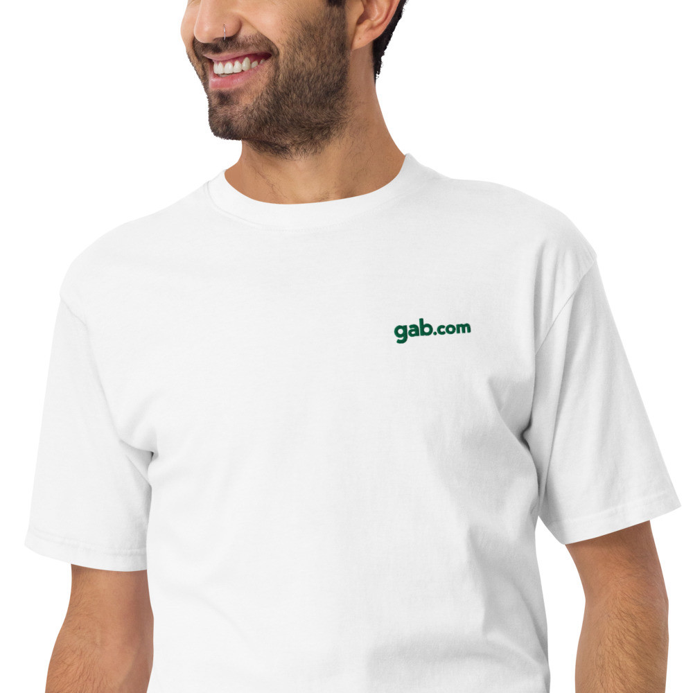 Gab.com Embroidered Men’s Heavyweight T-Shirt - White / L