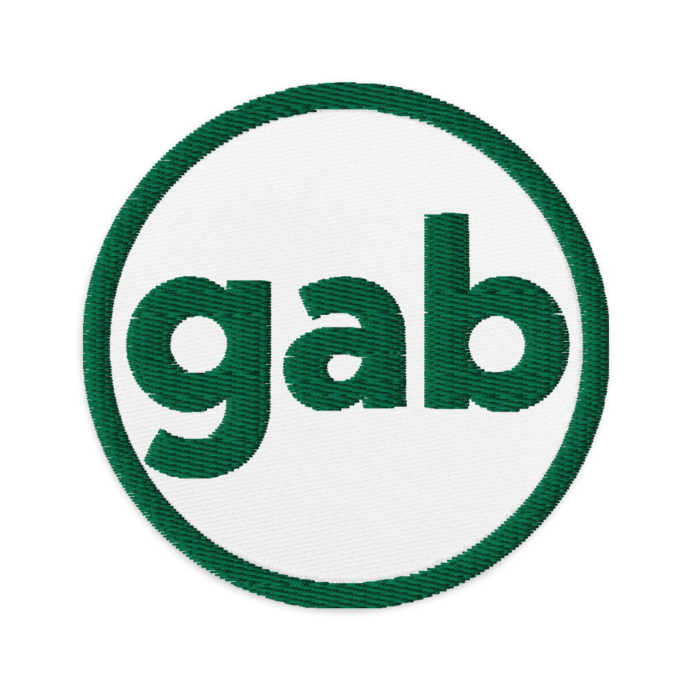 Gab Embroidered Patch - White