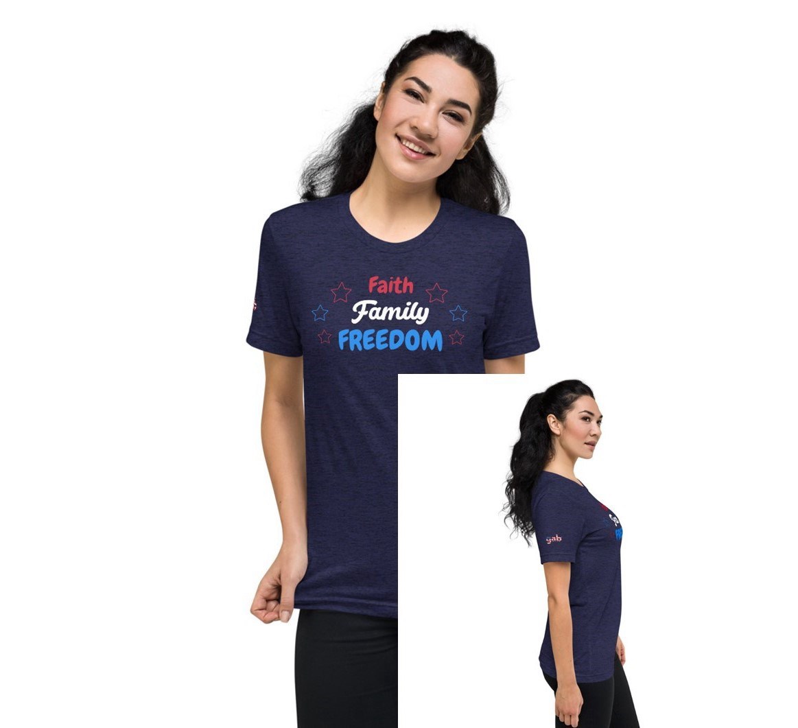Faith Family Freedom Women's T-Shirt - Navy Triblend / 2XL