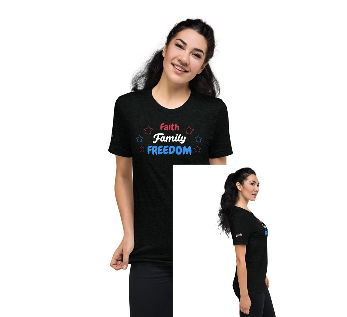 Faith Family Freedom Women's T-Shirt - Solid Black Triblend / XS