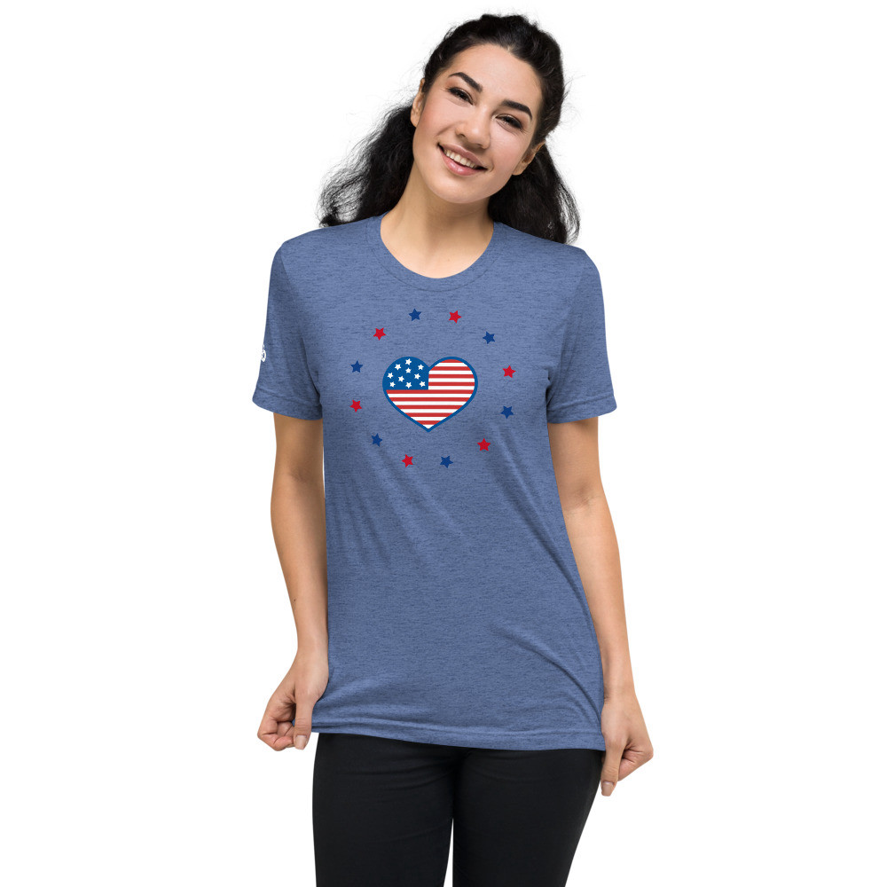 USA Heart Women's Tri-Blend T-Shirt - Blue Triblend / S