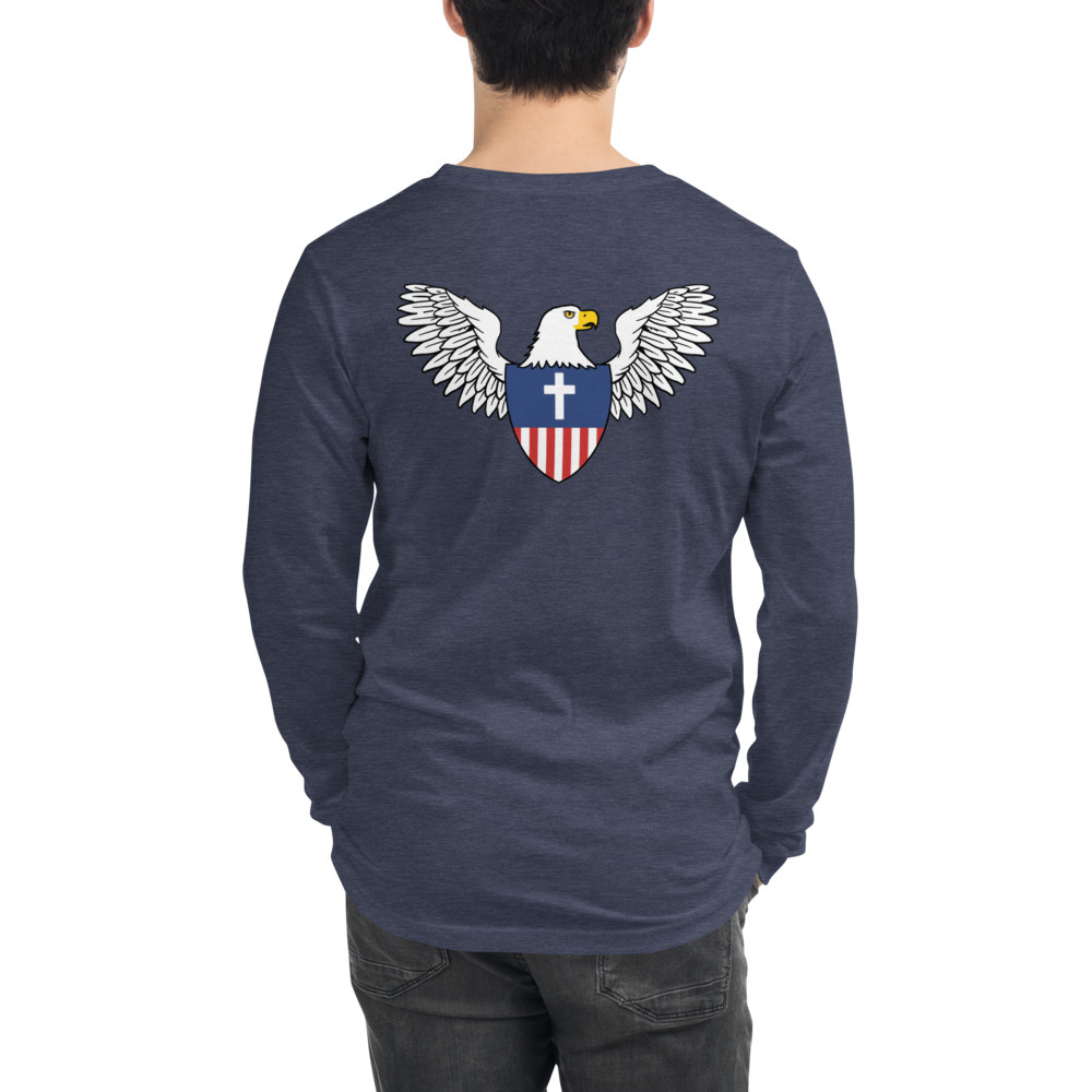 Eagle Christian Nationalist Long Sleeve T-Shirt - Heather Navy / XL