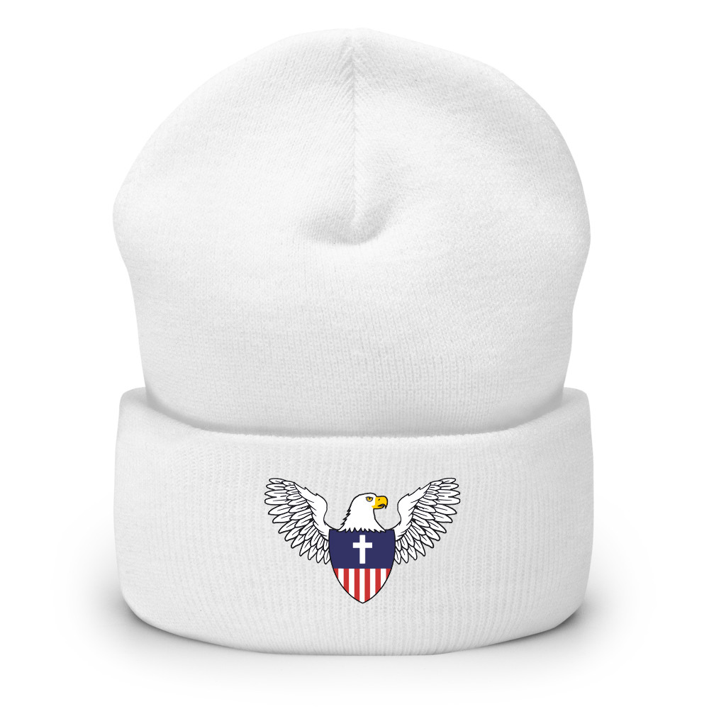 Eagle Christian Nationalist Beanie - White