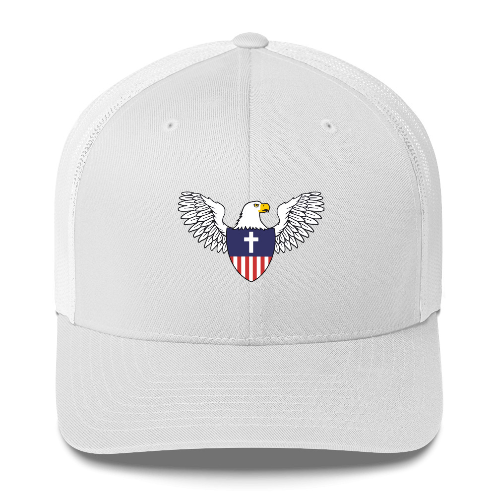 Eagle Christian Nationalist Trucker Hat - White