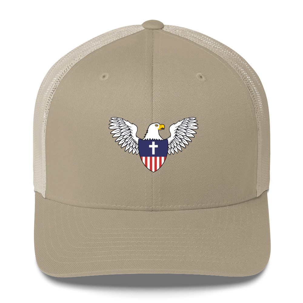Eagle Christian Nationalist Trucker Hat (+1 Yr. PRO) - Khaki