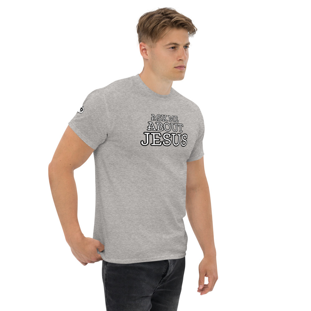Ask me about Jesus Men's T-Shirt - Sport Grey / M