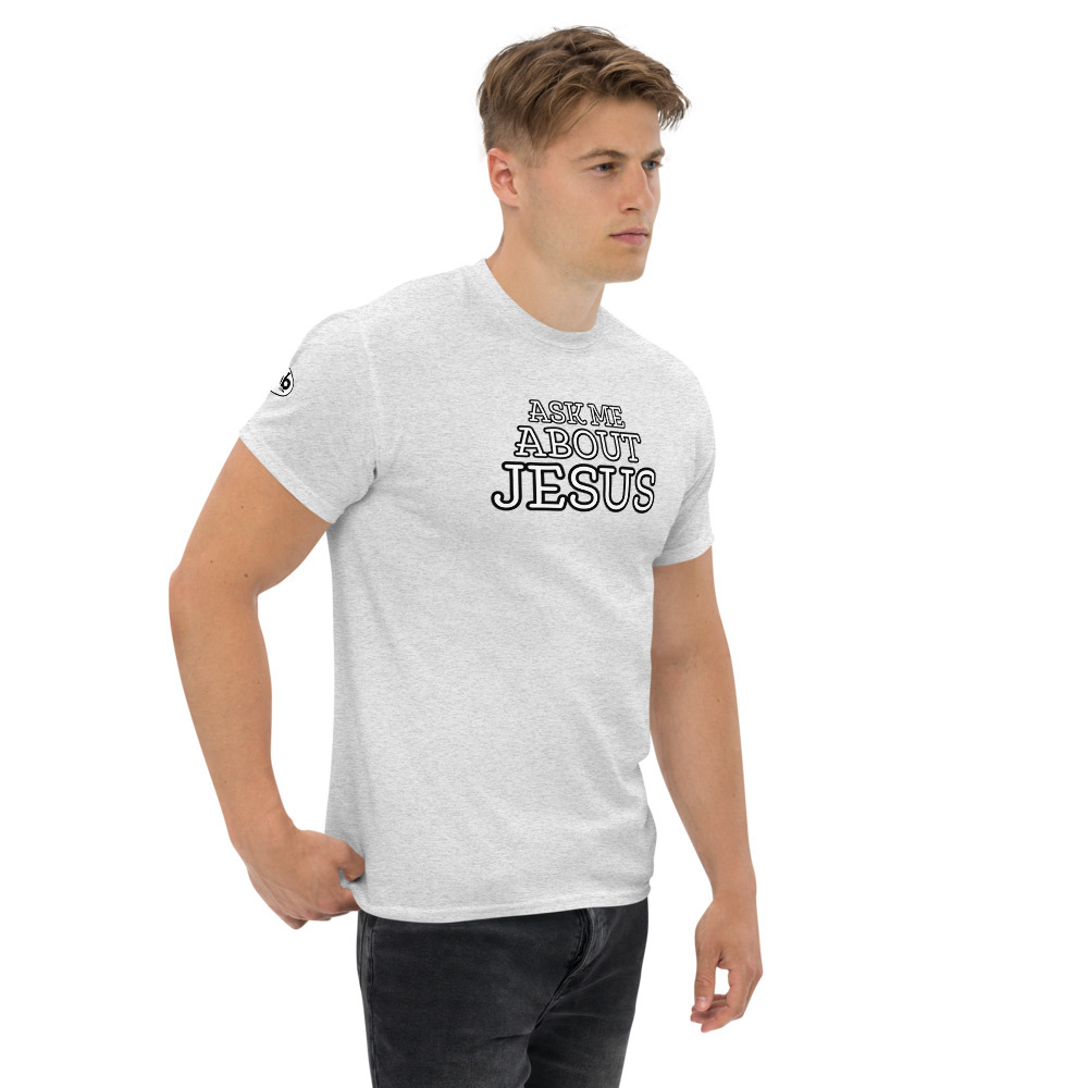 Ask me about Jesus Men's T-Shirt - Ash / XL