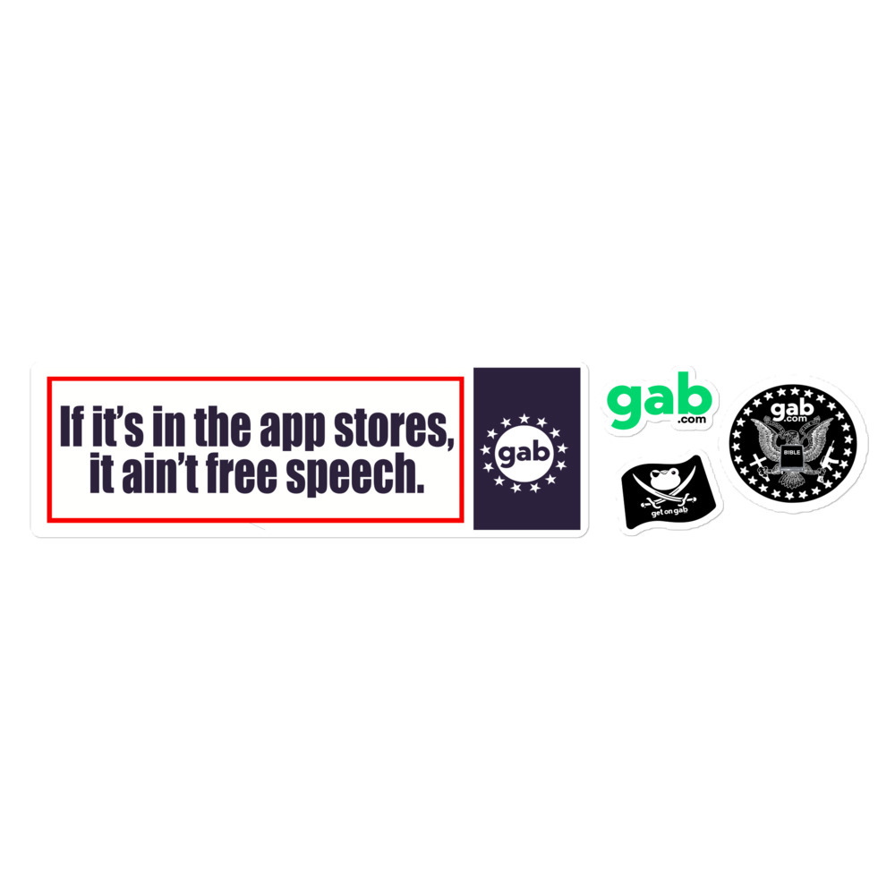 In the App Stores, it ain't Free Speech Bumper Sticker + 3 Additional Stickers
