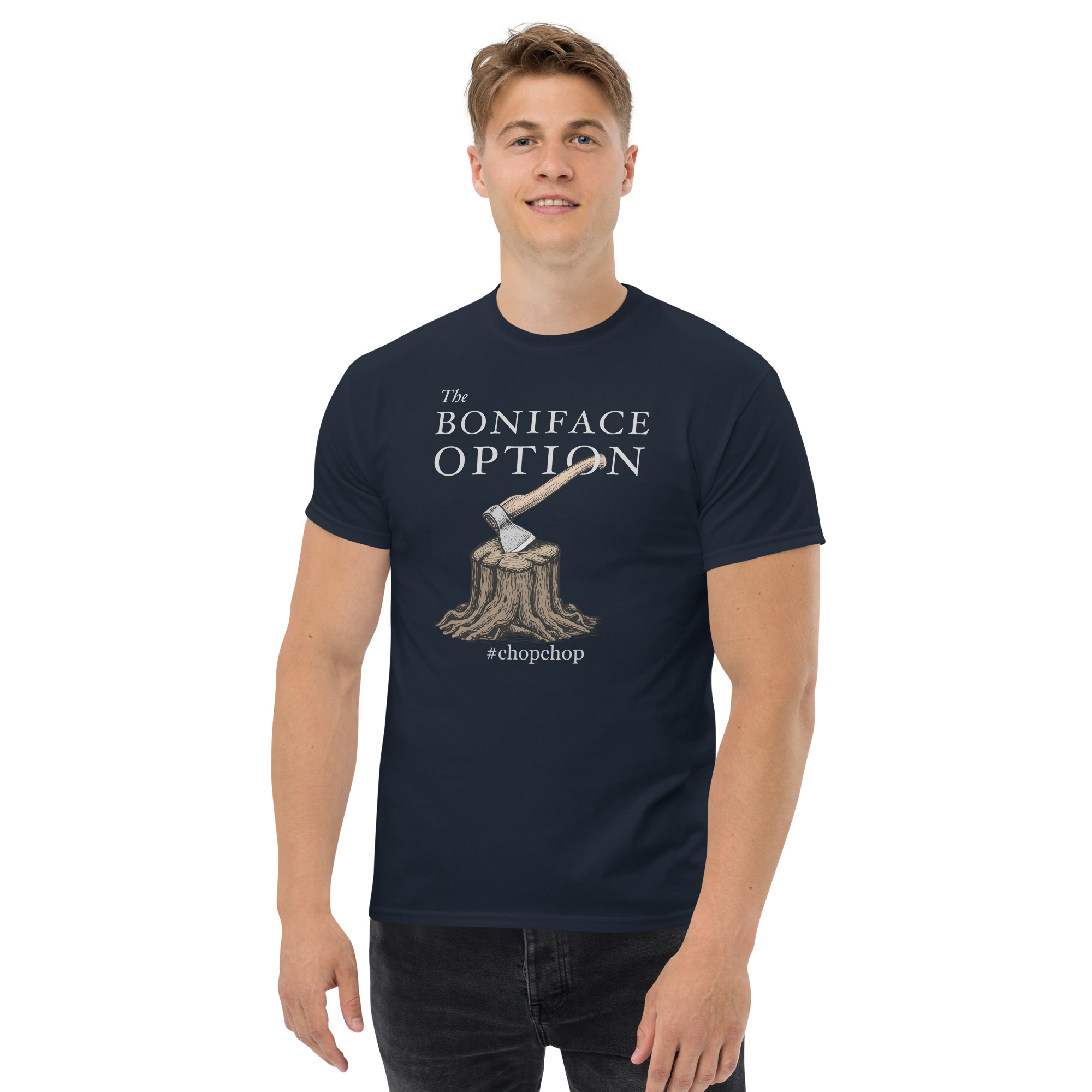 The Boniface Option #ChopChop Men's T-Shirt - Navy / XL