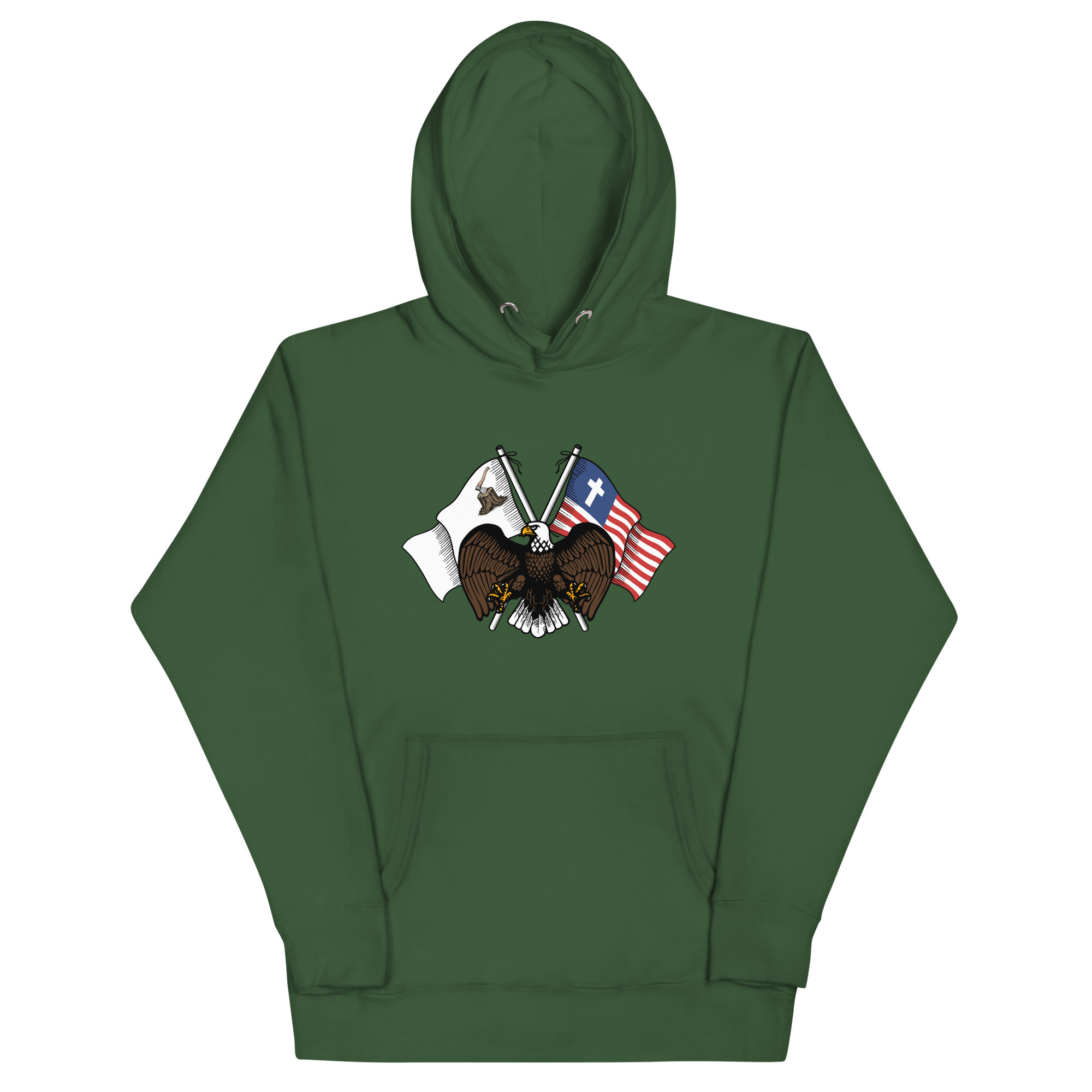 Eagle Emblem Hoodie - Forest Green / L