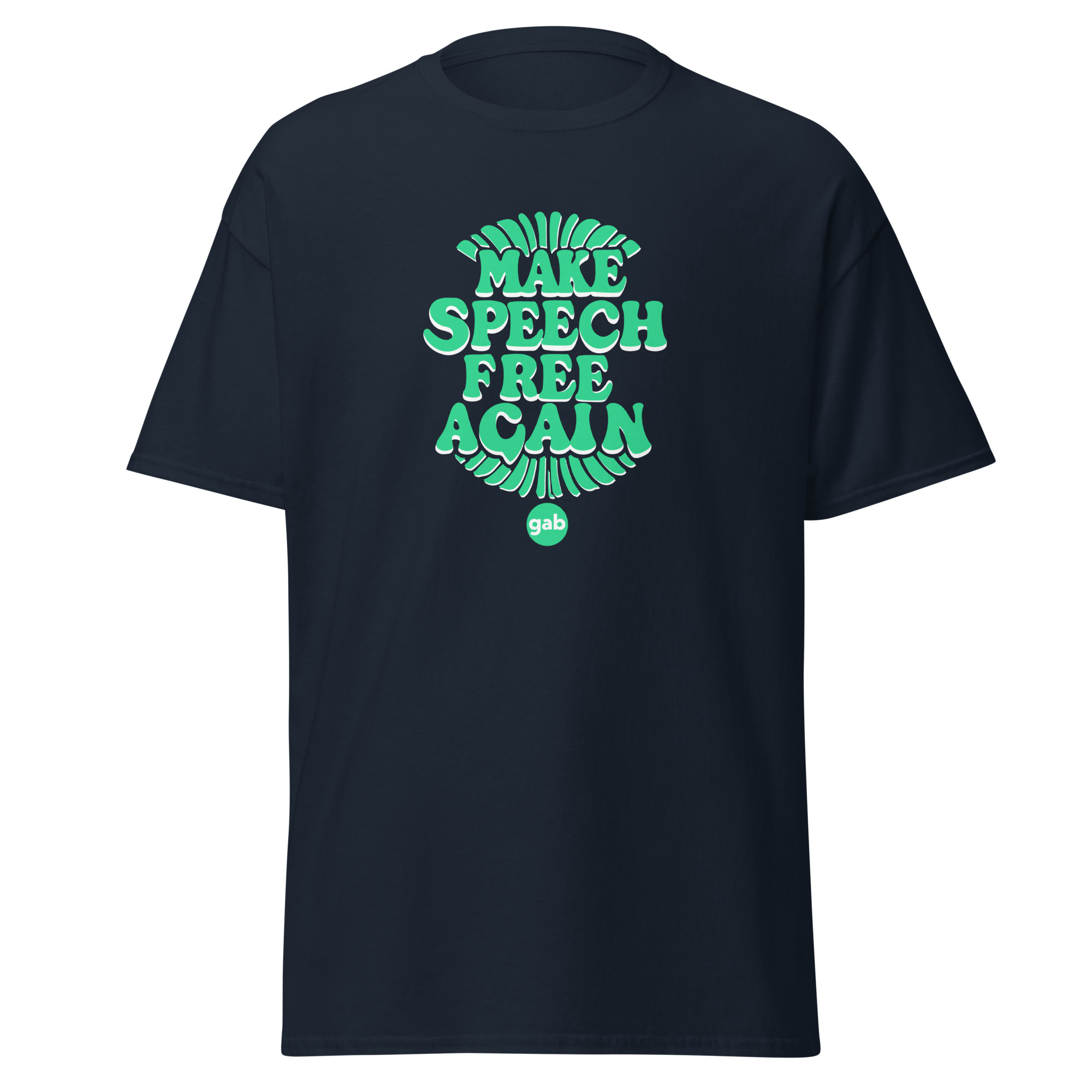 Gab Green Make Speech Free Again T-Shirt - Navy / L