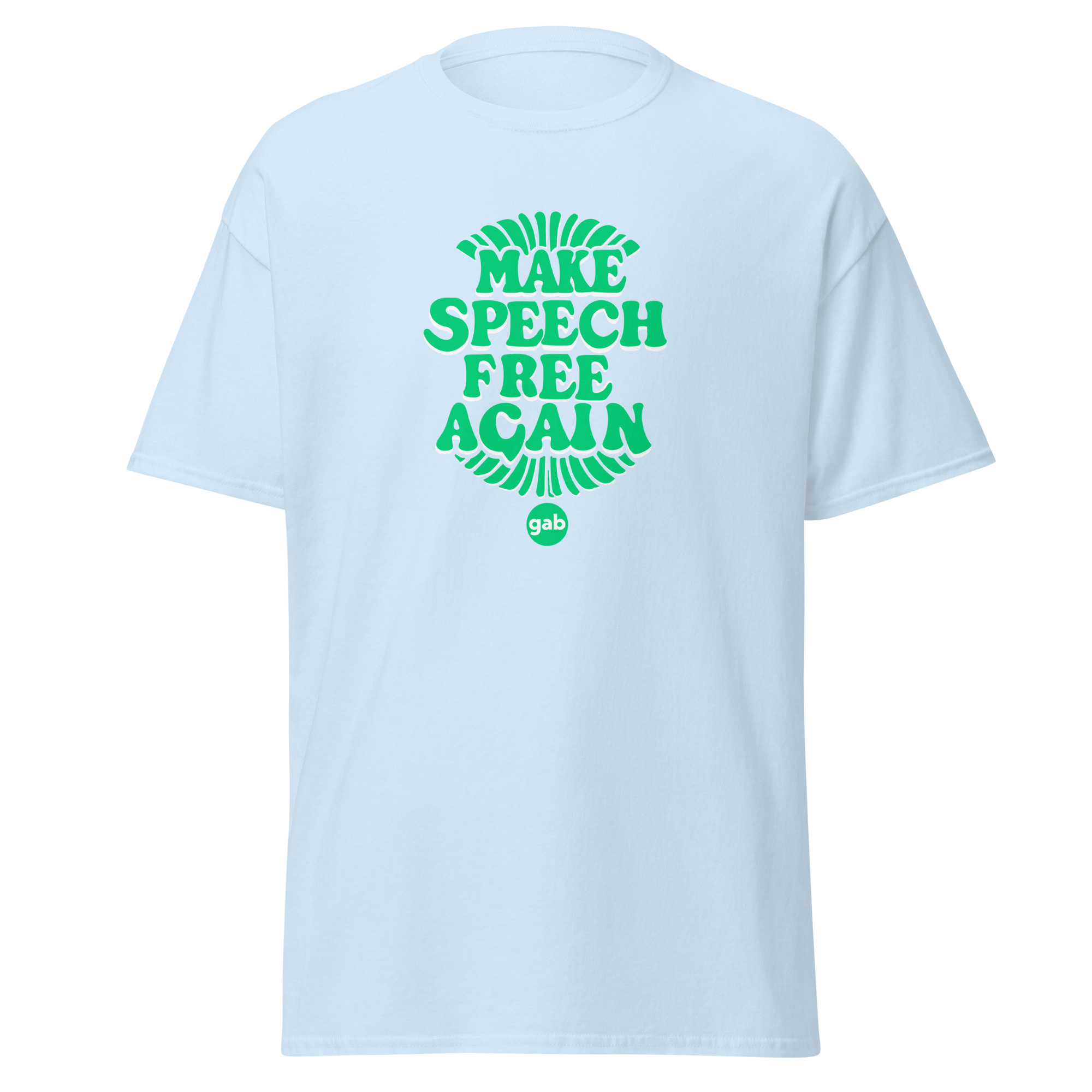Gab Green Make Speech Free Again T-Shirt - Light Blue / M