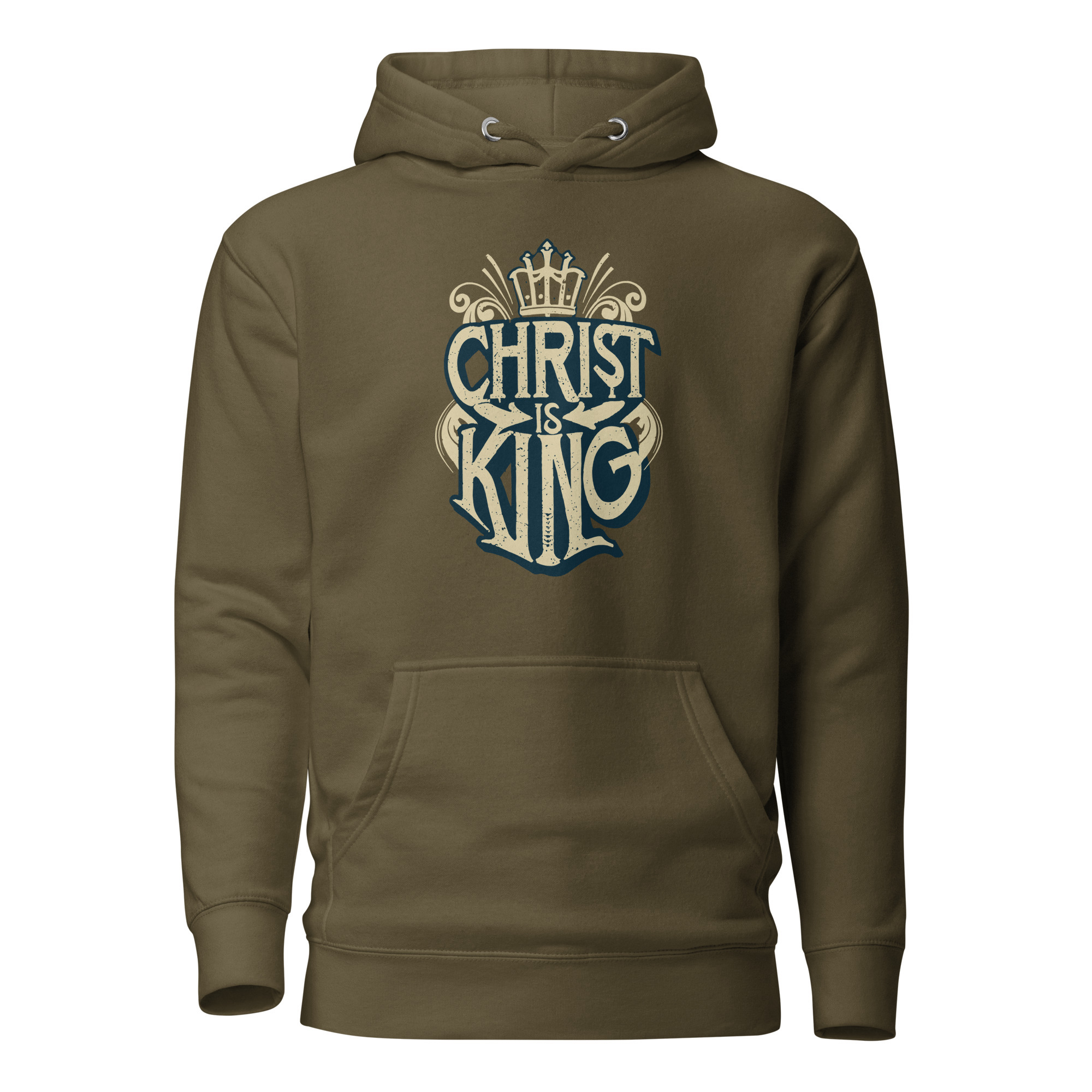Christ is King Hoodie - Military Green / M