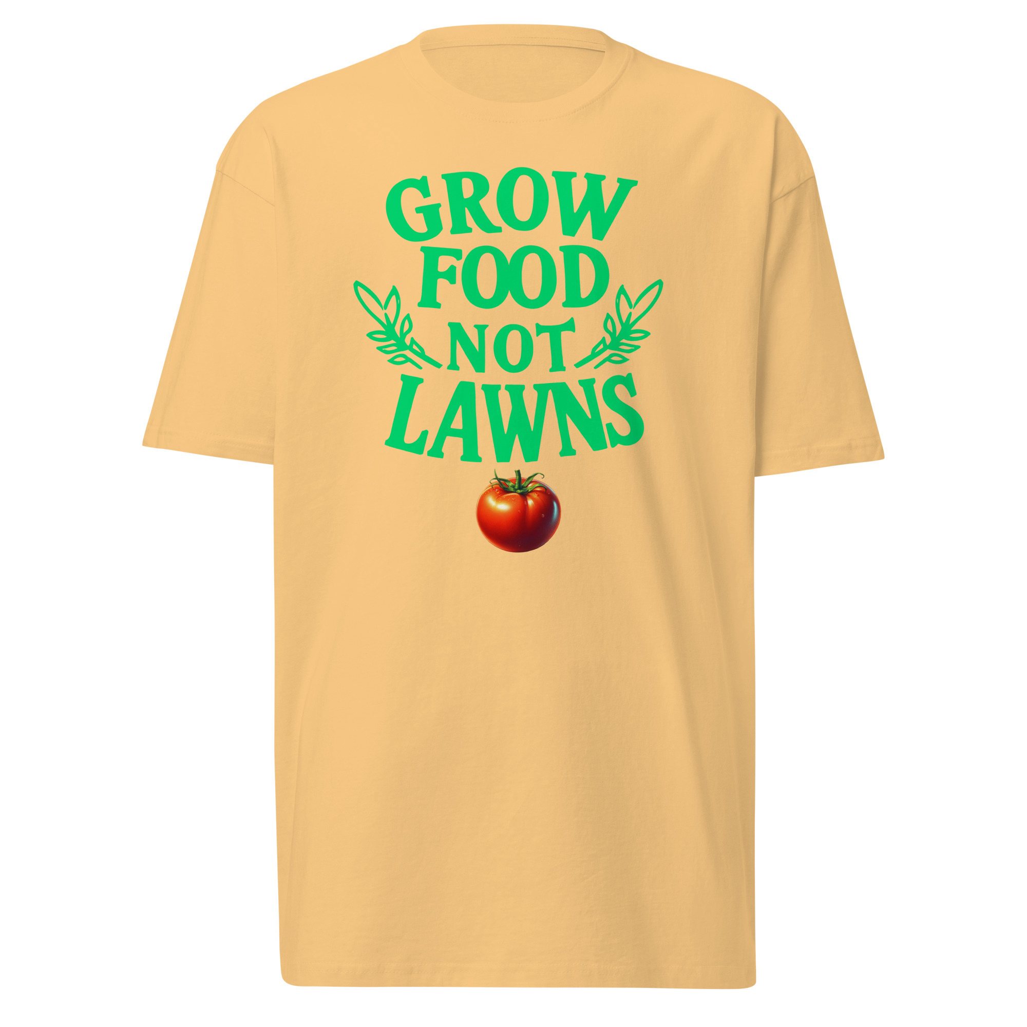 Grow Food Not Lawns T-Shirt - Vintage Gold / L
