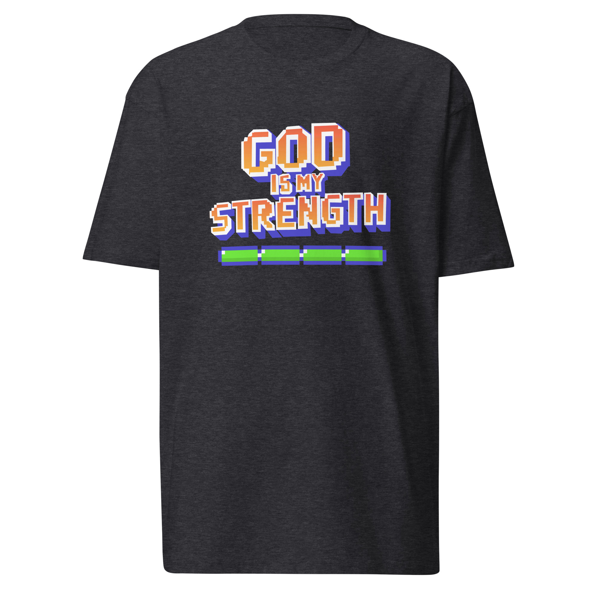 God is my Strength T-Shirt - Charcoal Heather / L