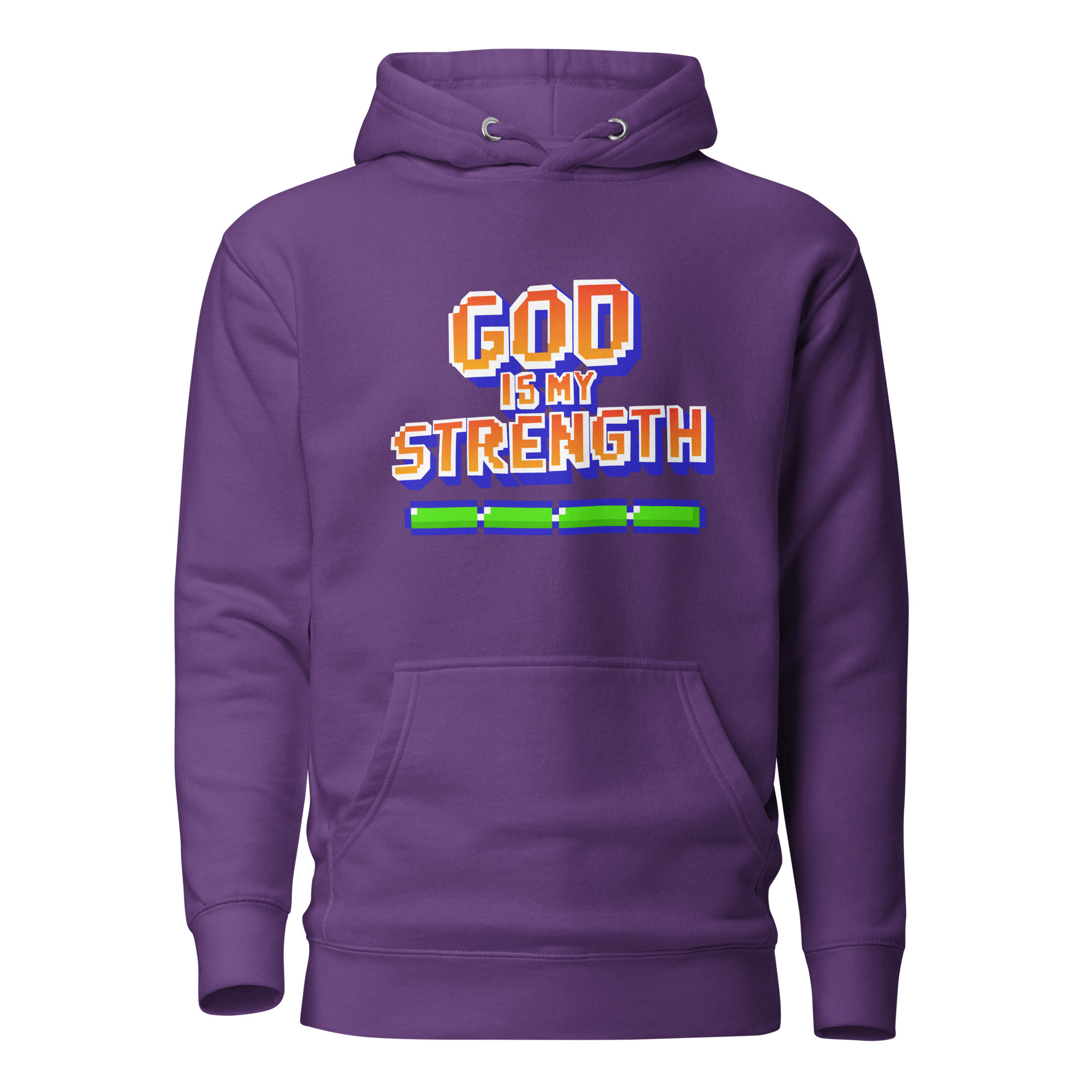 God is my Strength Hoodie - Purple / M