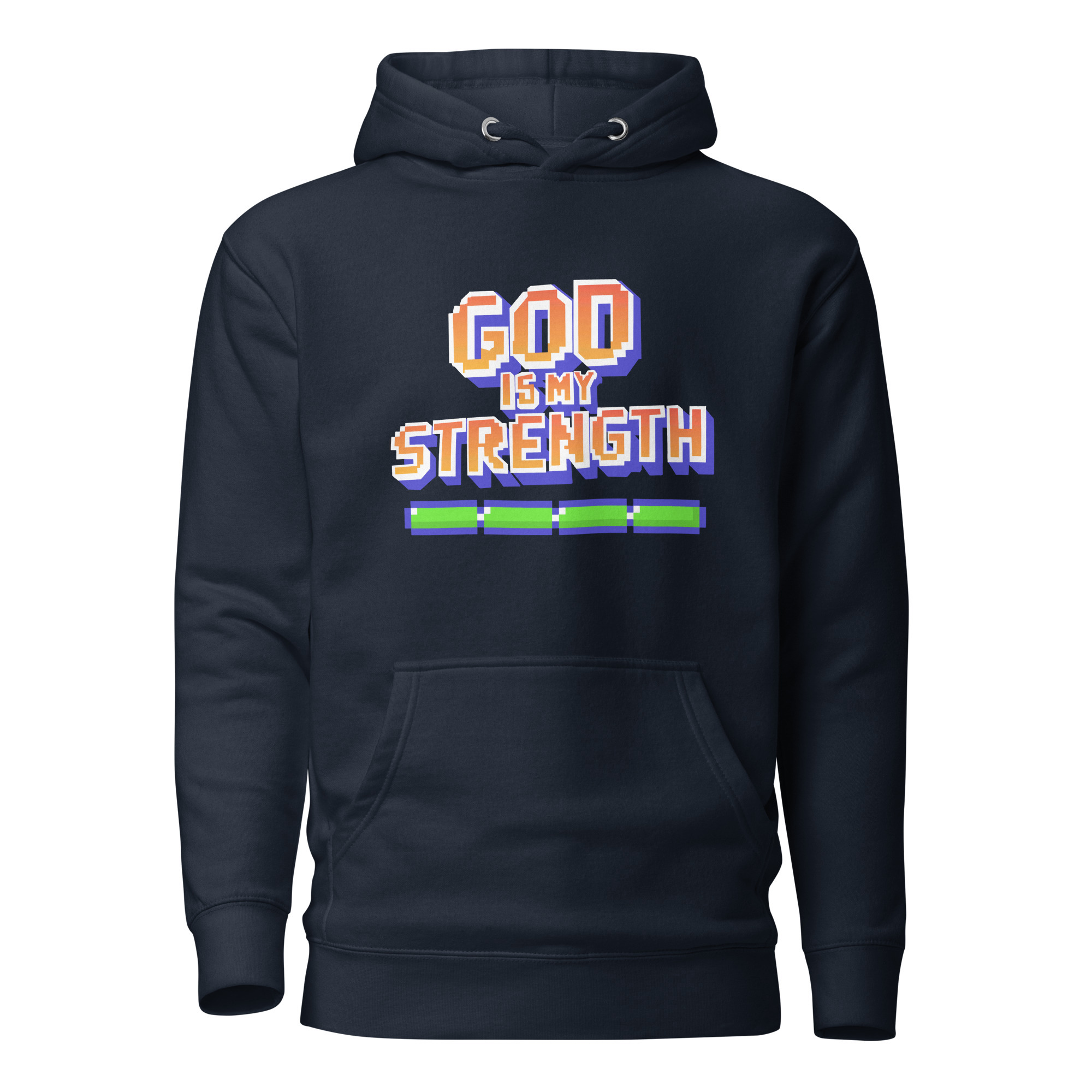 God is my Strength Hoodie - Navy Blazer / XL