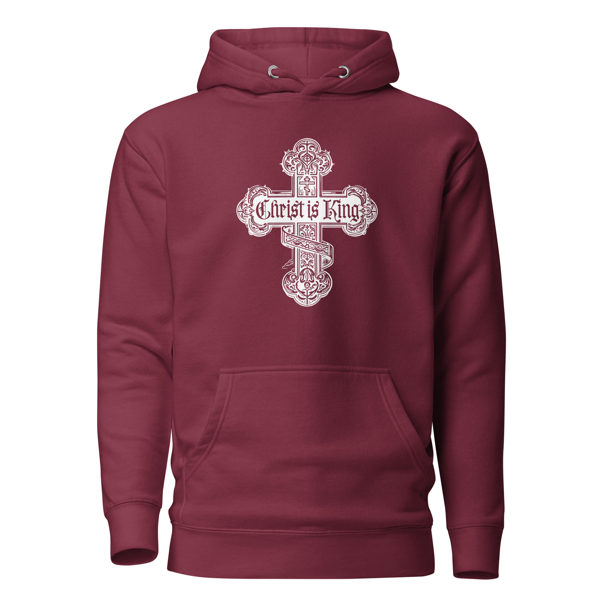 Christ is King Cross Hoodie - Maroon / 2XL