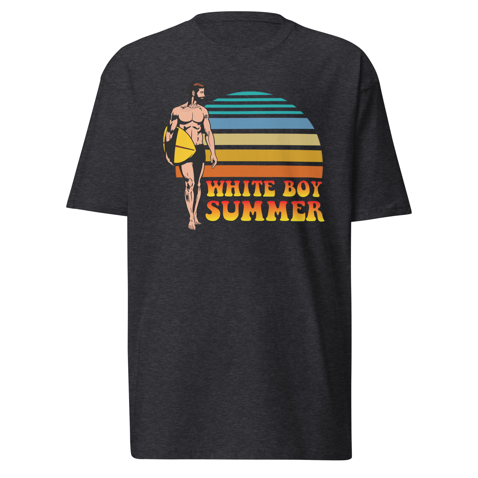 Surfboard White Boy Summer T-Shirt / Charcoal Heather / S