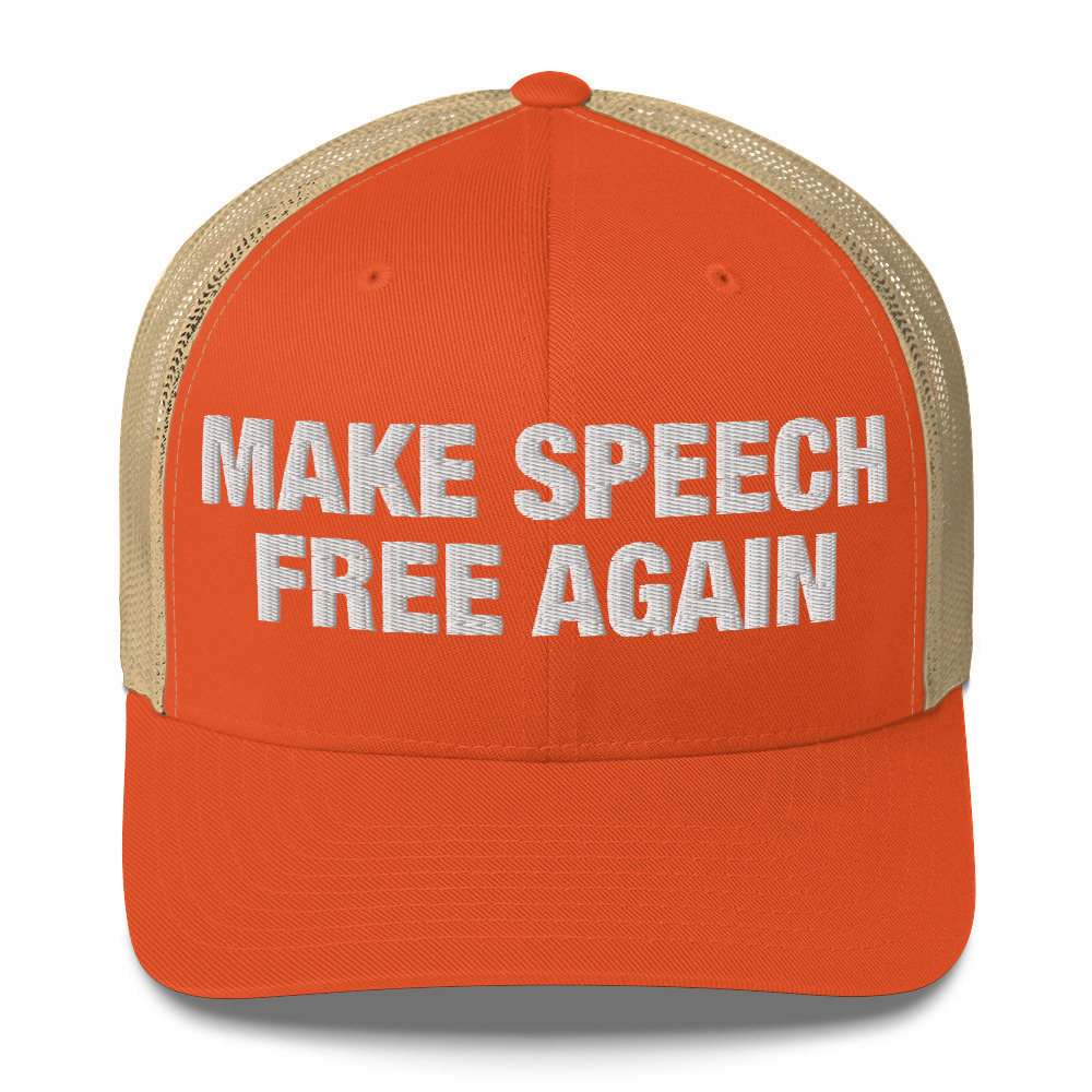 Make Speech Free Again Trucker Hat / Rustic Orange/ Khaki