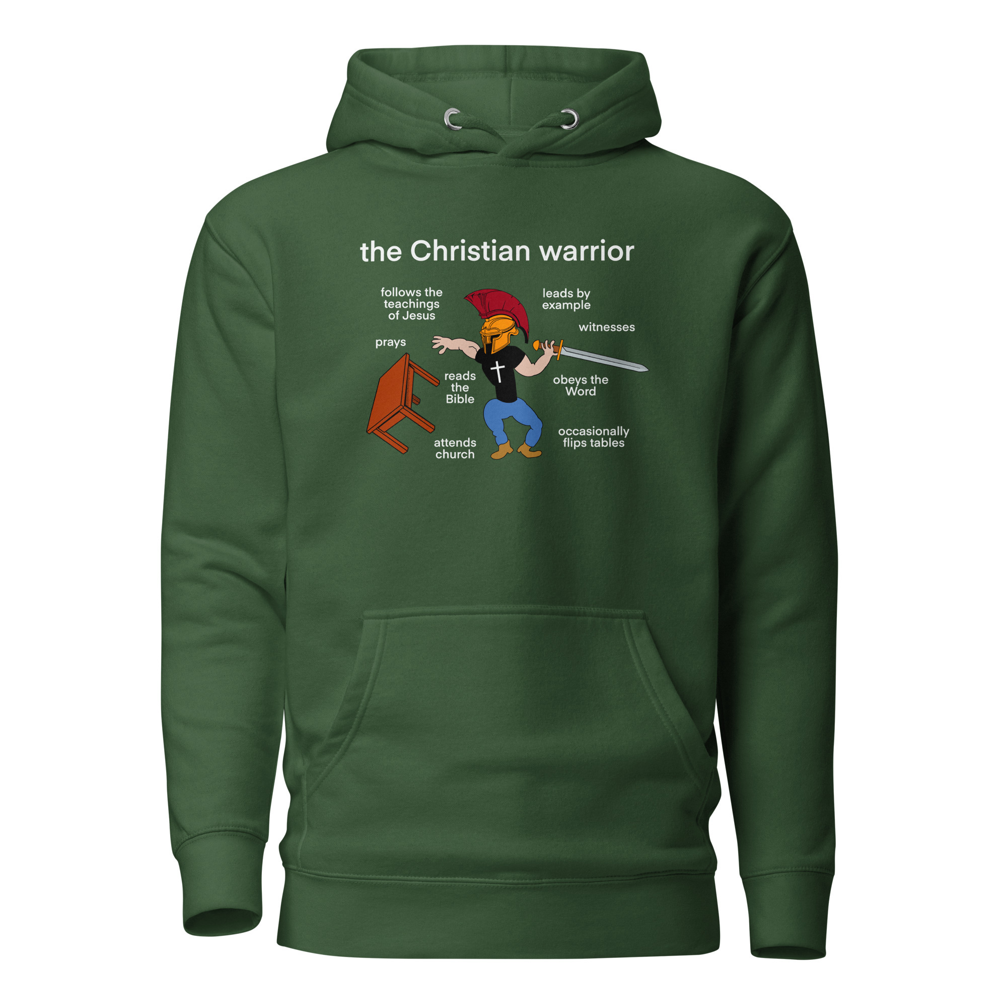 The Christian Warrior Hoodie / Forest Green / XL