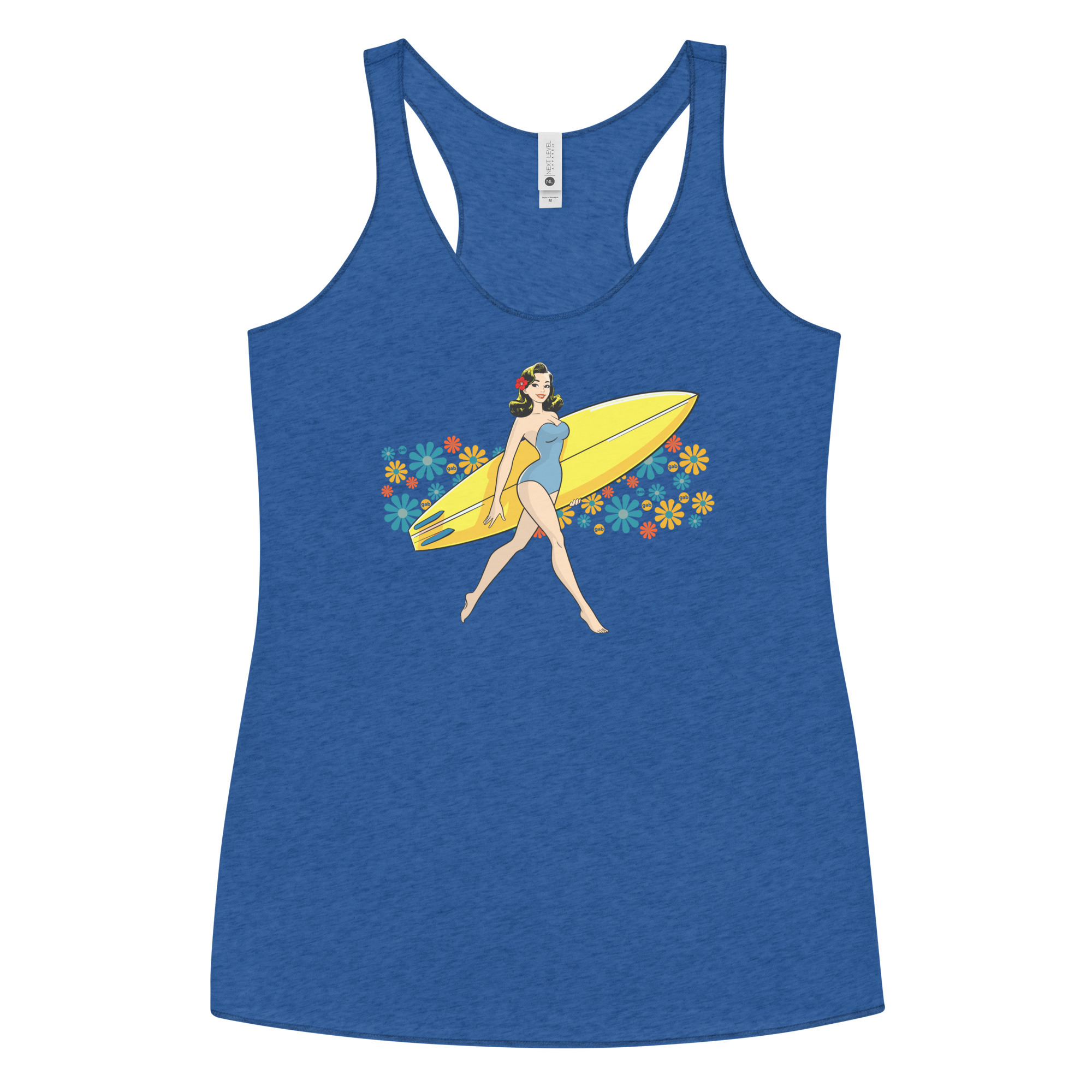 Women's Surfboard Racerback Tank Top / Vintage Royal / XS