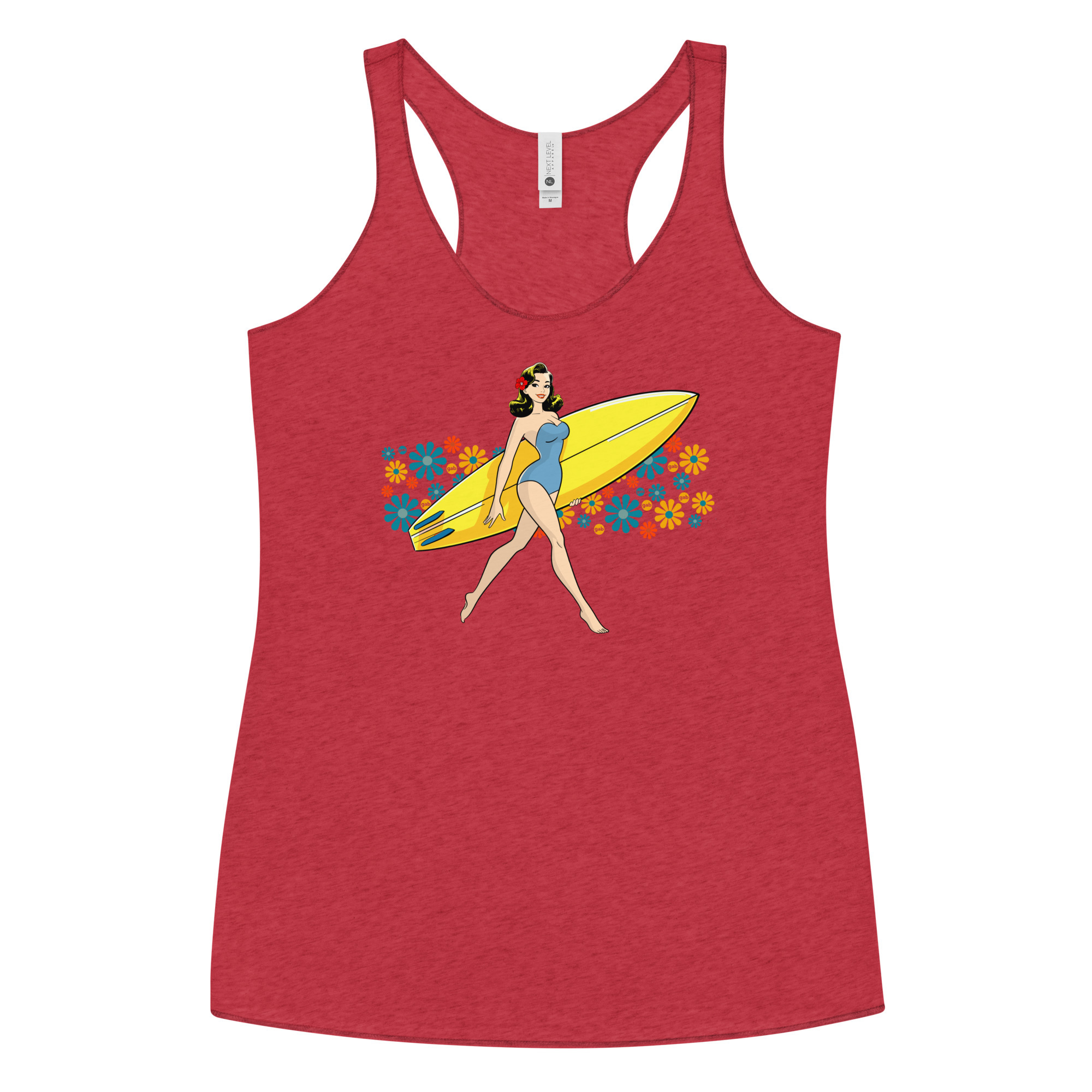 Women's Surfboard Racerback Tank Top / Vintage Red / XL