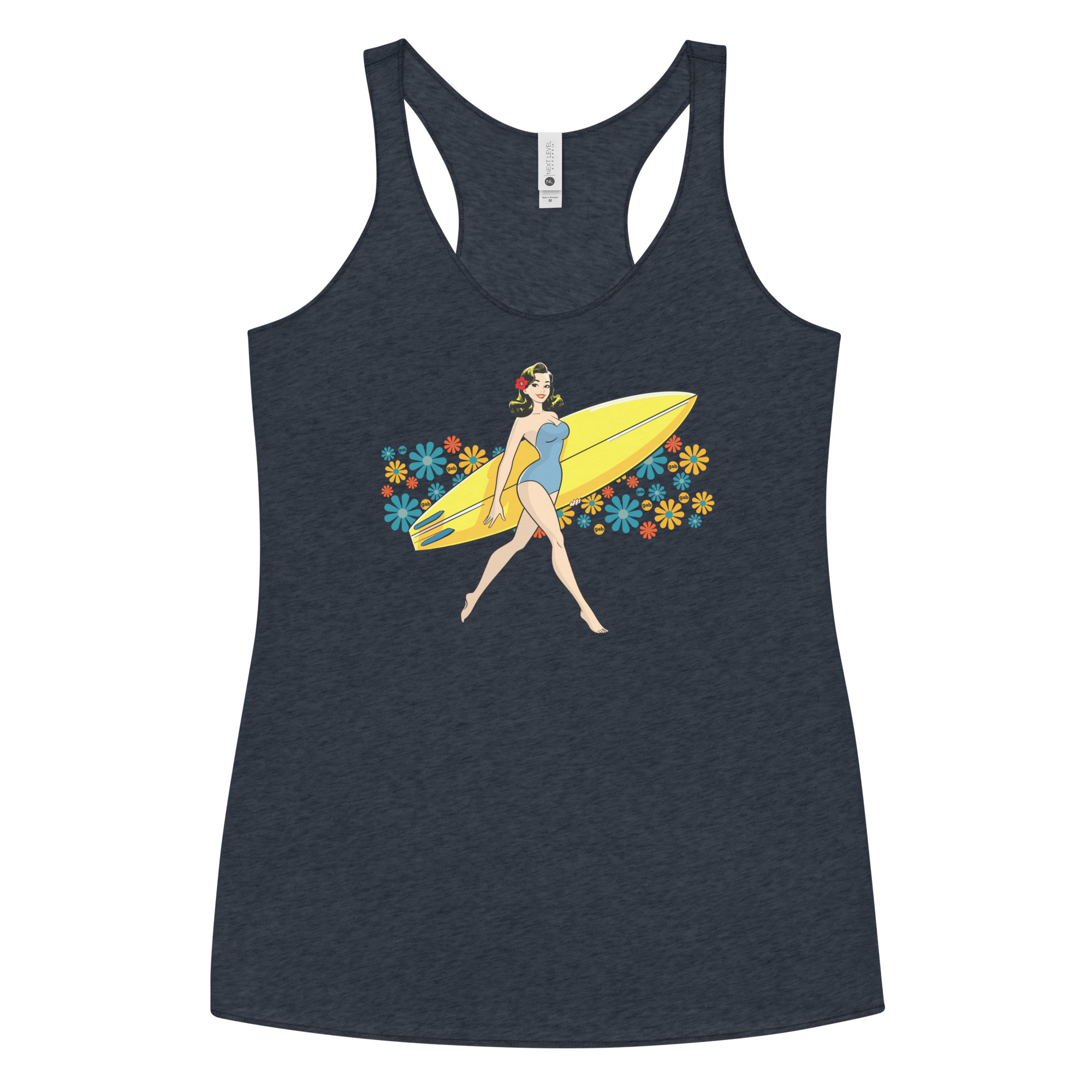 Women's Surfboard Racerback Tank Top / Vintage Navy / XS