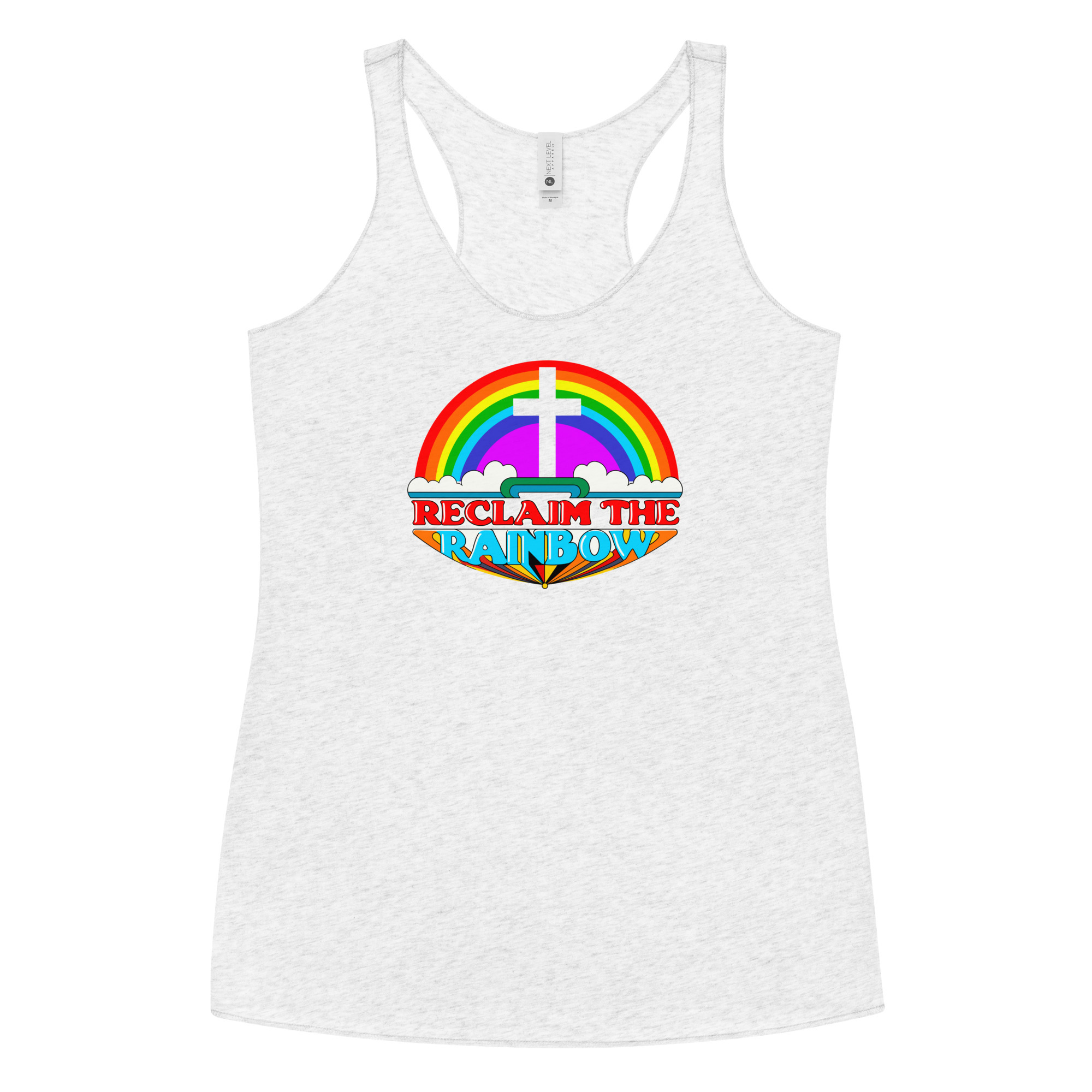 Reclaim The Rainbow Women's Racerback Tank Top / Heather White / XL