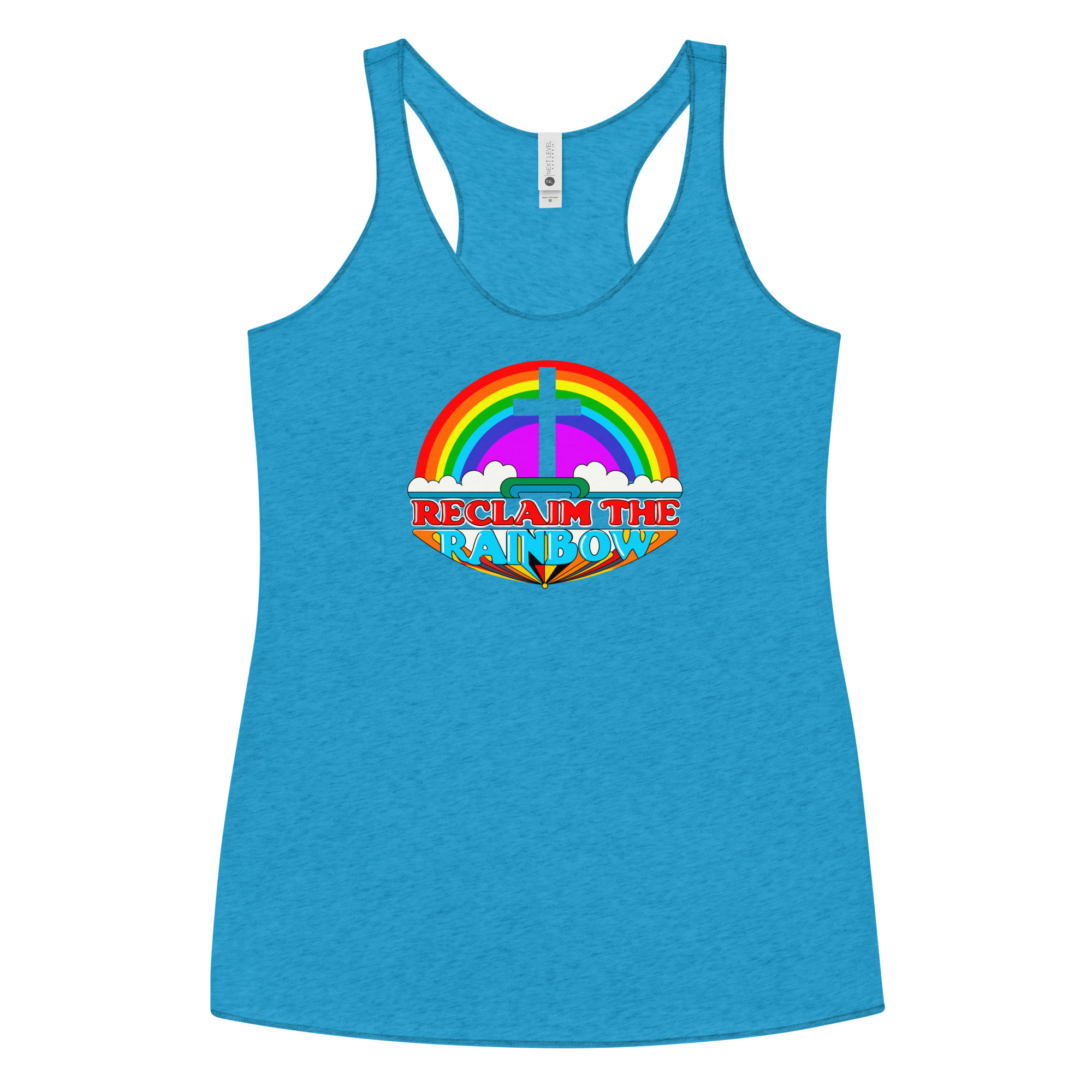 Reclaim The Rainbow Women's Racerback Tank Top / Vintage Turquoise / M